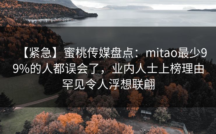 【紧急】蜜桃传媒盘点：mitao最少99%的人都误会了，业内人士上榜理由罕见令人浮想联翩
