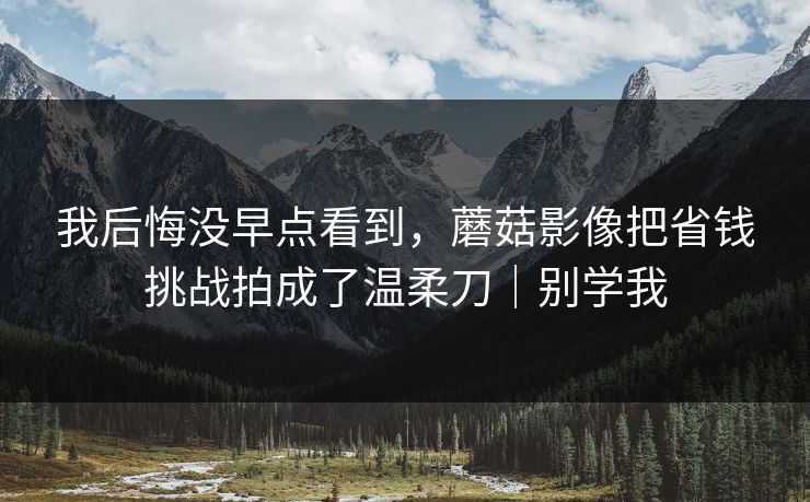 我后悔没早点看到，蘑菇影像把省钱挑战拍成了温柔刀｜别学我